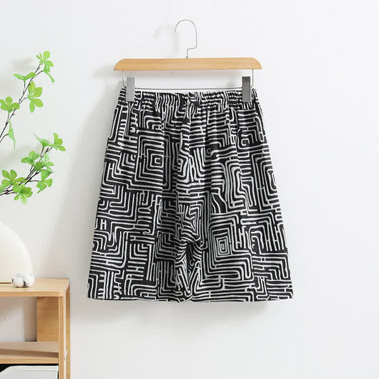 Greek Key Print Pajama Shorts - image 2