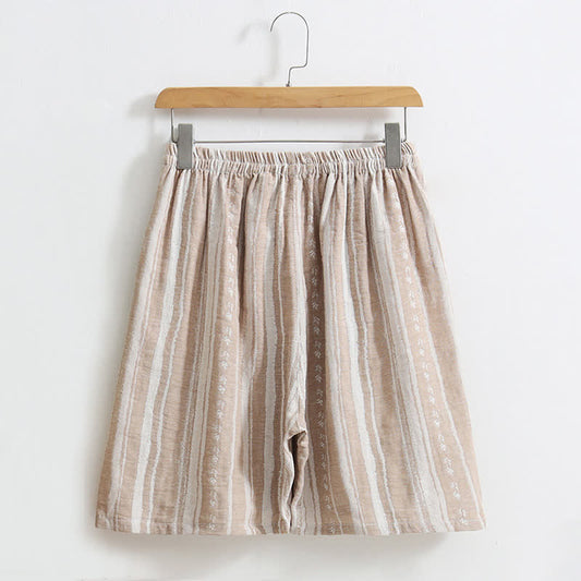 Striped Jacquard Cotton Linen Pajama Shorts - image 2