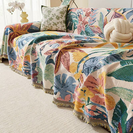 Tropical Floral Leaf Sofa Throw Blanket - image 2