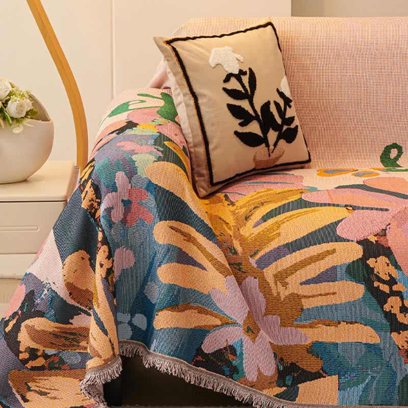Botanical Cotton Sofa Throw Blanket - image 4