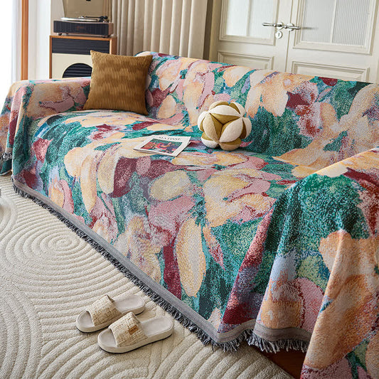 Vintage Painterly Floral Sofa Throw Blanket - 71" x 134" - image 1