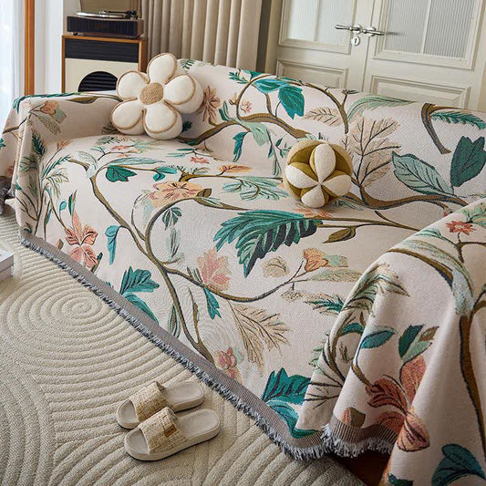 Branch Leaf Tassel Sofa Throw Blanket - 71" x 134" - image 1