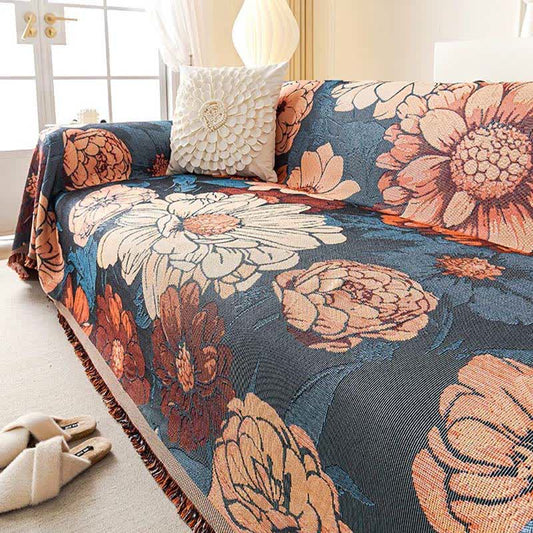 Chenille Camellia Jacquard Sofa Throw Blanket - 71" x 134" - image 1