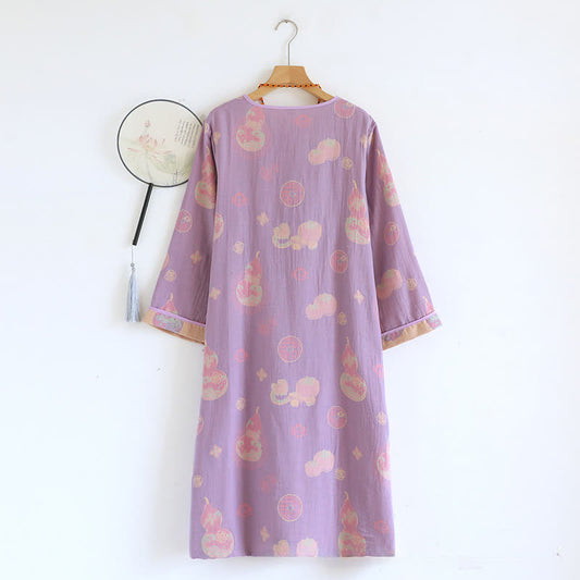 Gourd Pure Cotton Gauze Loose Nightdress - image 2