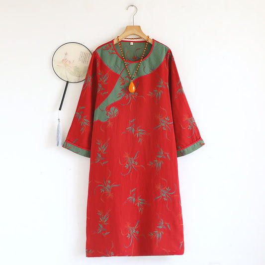 Orchid Grass Cotton Gauze Loose Nightdress - XL - image 1