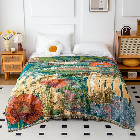 Vintage Floral Organic Cotton Gauze Quilt - Queen - image 1