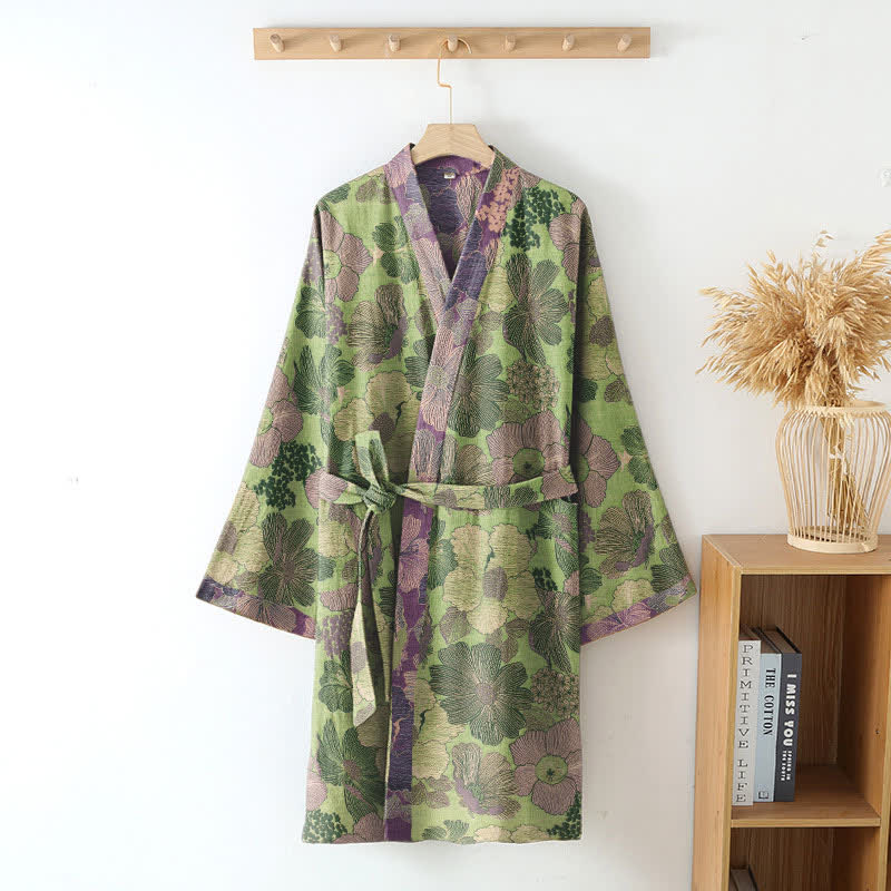 Peach Blossom Cotton Gauze Kimono Robe - image 8