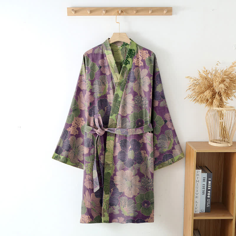 Peach Blossom Cotton Gauze Kimono Robe - image 3