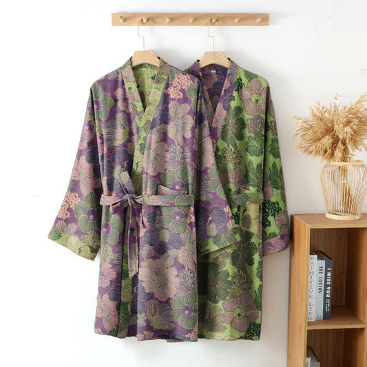 Peach Blossom Cotton Gauze Kimono Robe - image 1