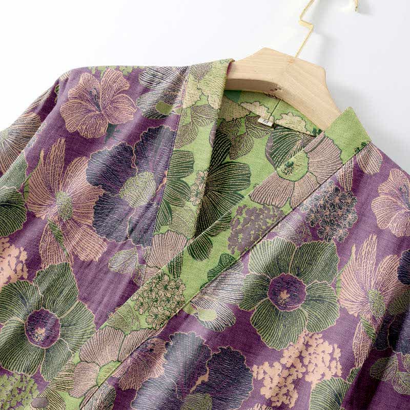 Peach Blossom Cotton Gauze Kimono Robe - image 4