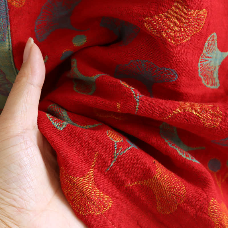 Two-Tone Ginkgo Cotton Gauze Kimono Robe - image 13