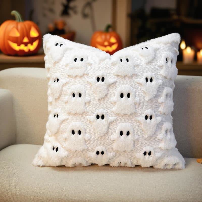 Halloween Ghost Embroidered Pillow Covers(2PCS) - 2x White - 18" x 18" - image 4