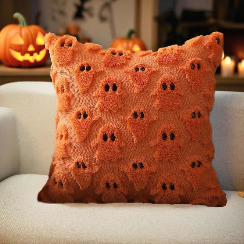 Halloween Ghost Embroidered Pillow Covers(2PCS) - 2x Orange - 18" x 18" - image 7