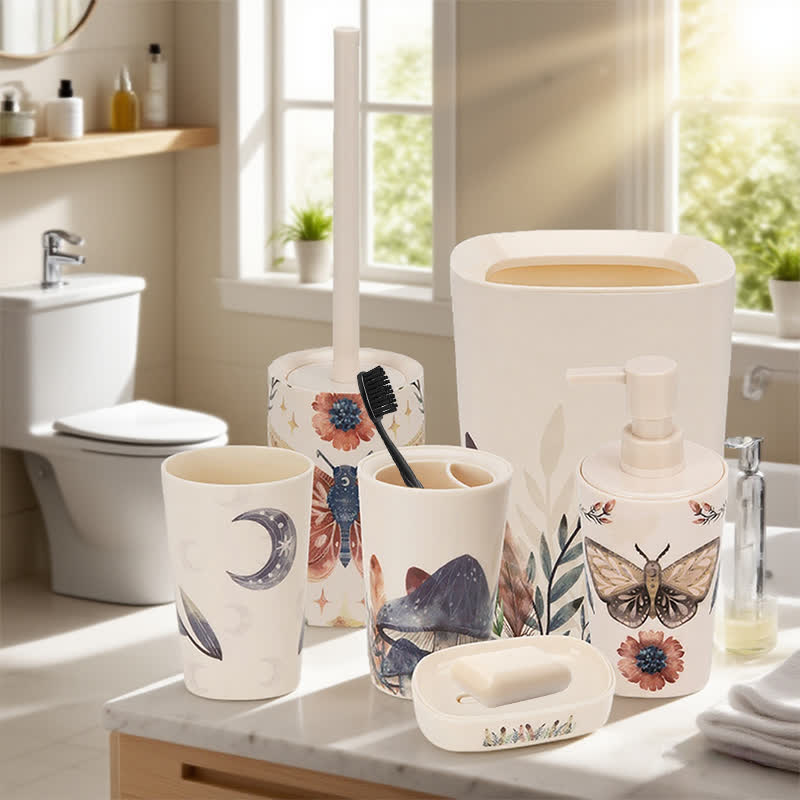 Butterfly Mushroom Bathroom Accessory Set(6PCS) - Set(6PCS) - image 1