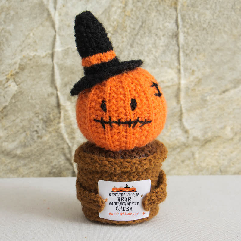 Halloween Crochet Potted Plant Ornament - Pumpkin - 3PCS - 16" x 2" - image 6