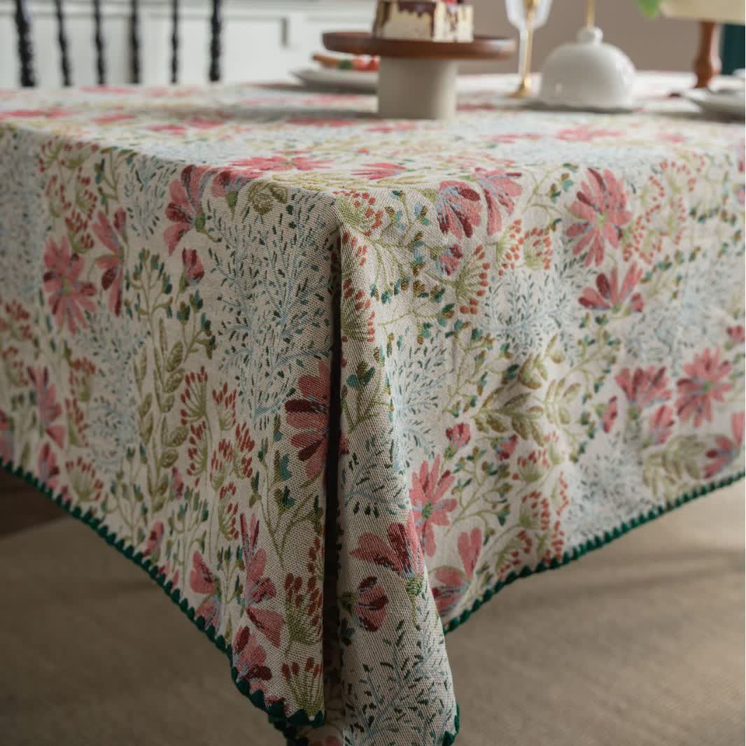 Vintage Pink Lily Jacquard Tablecloth - image 6