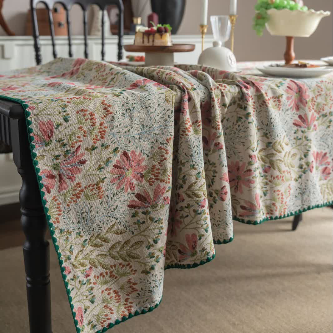 Vintage Pink Lily Jacquard Tablecloth - image 7