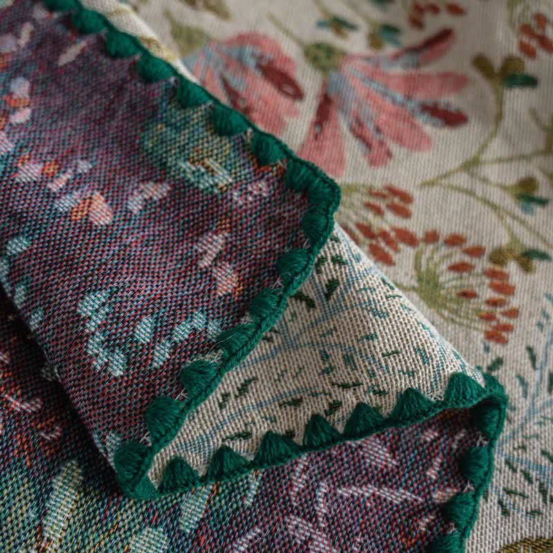 Vintage Pink Lily Jacquard Tablecloth - image 9