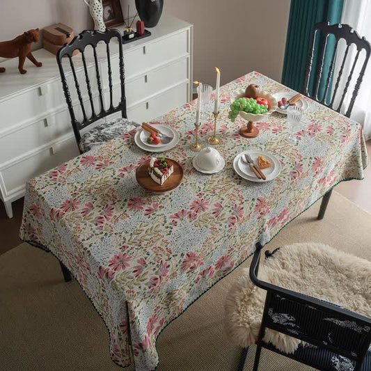 Vintage Pink Lily Jacquard Tablecloth - image 2