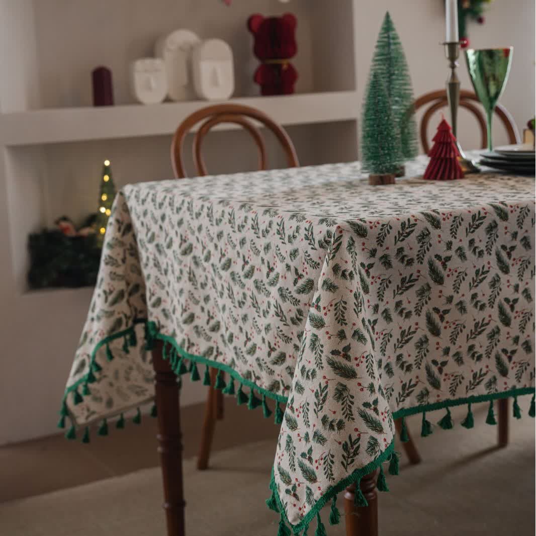 Christmas Pine Needle Berry Print Tablecloth - image 4