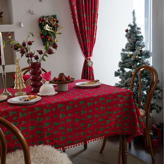 Christmas Fir Tree Print Tablecloth - 55" x 102" - image 1