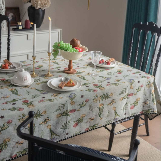 Vintage Butterfly Daffodils Jacquard Tablecloth - image 2