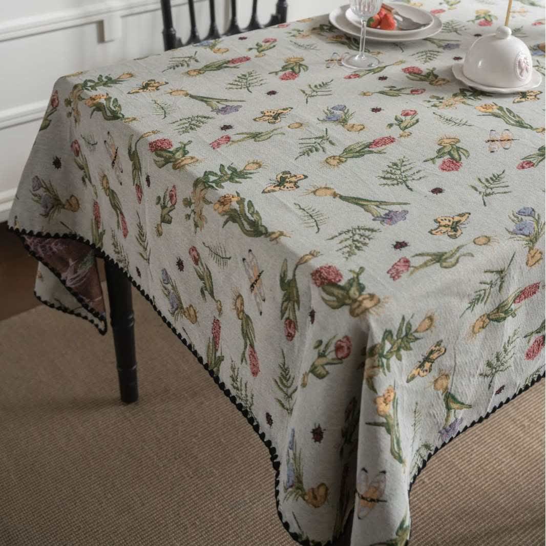 Vintage Butterfly Daffodils Jacquard Tablecloth - image 3