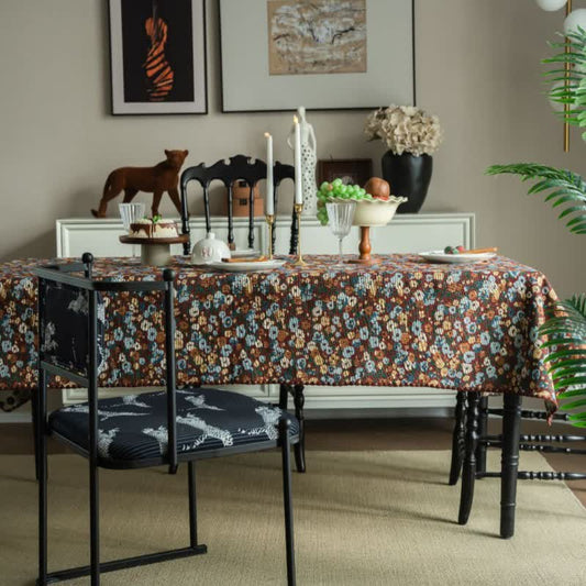 Retro Floral Blooming Jacquard Tablecloth - image 2