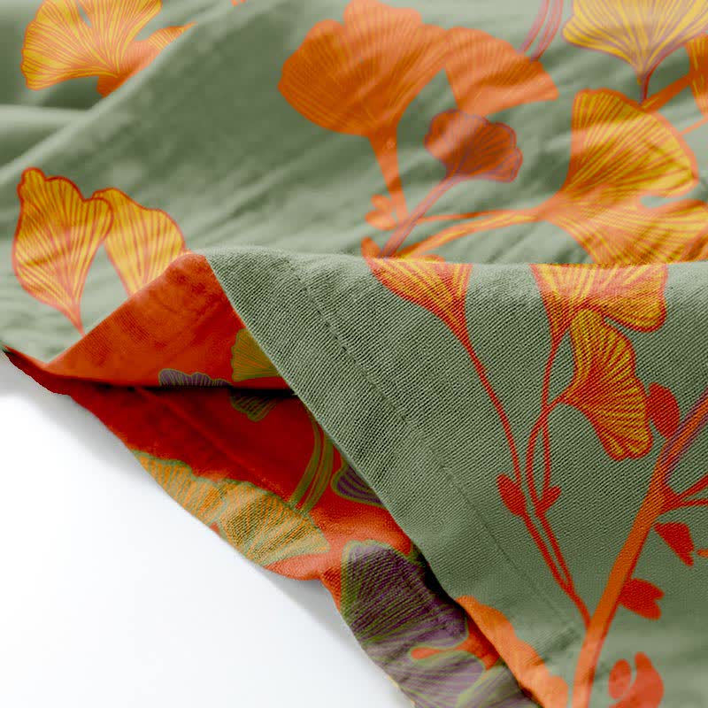 Large Ginkgo Leaf Cotton Kimono Pajamas - image 9