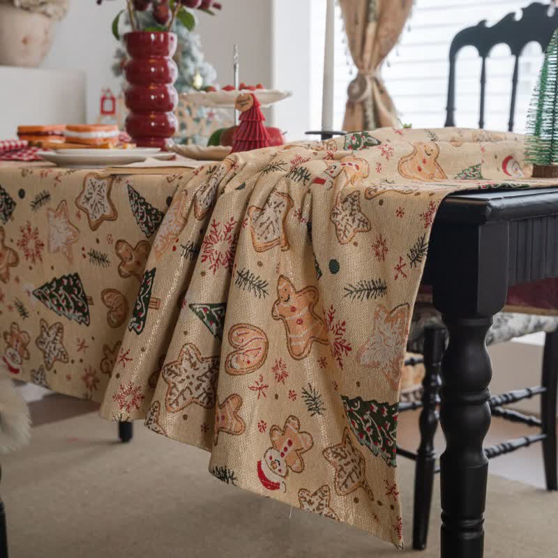 Christmas Tree & Gingerbread Man Holiday Tablecloth - image 4