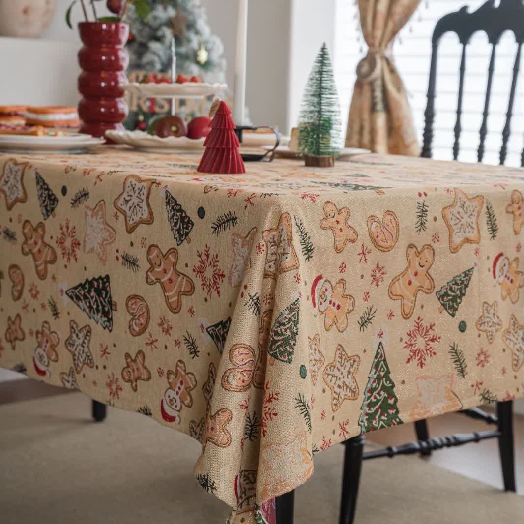 Christmas Tree & Gingerbread Man Holiday Tablecloth - image 3