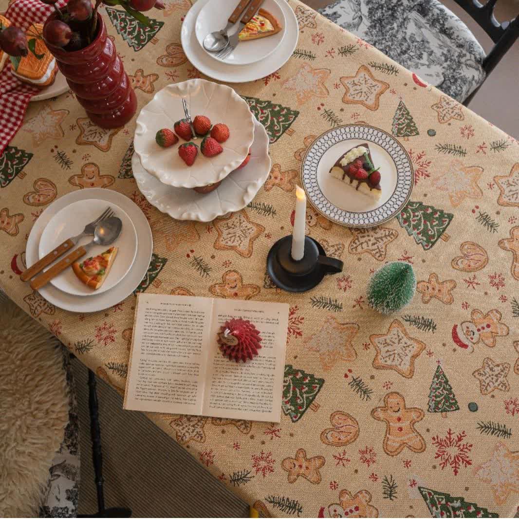Christmas Tree & Gingerbread Man Holiday Tablecloth - image 5