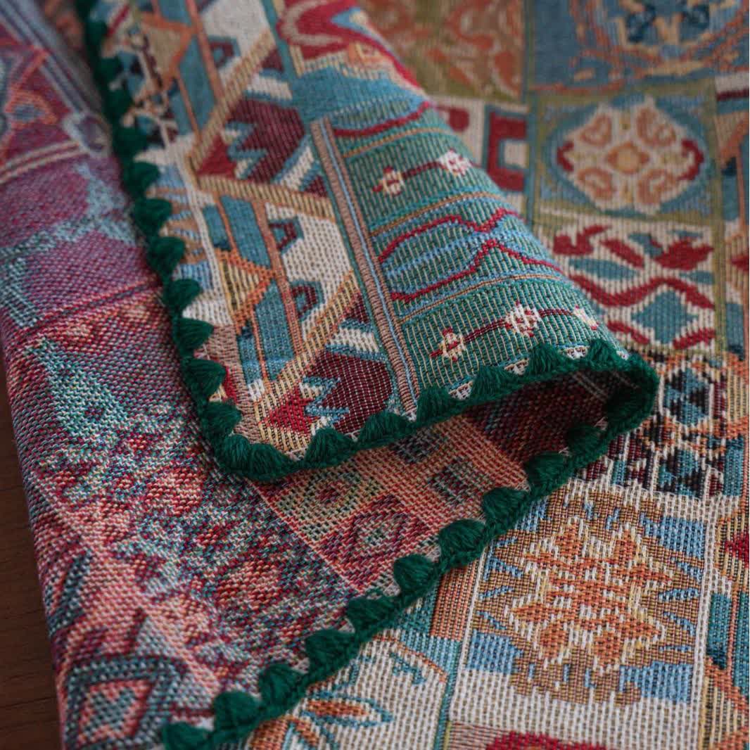 Boho Tribal Motif Jacquard Tablecloth - image 7