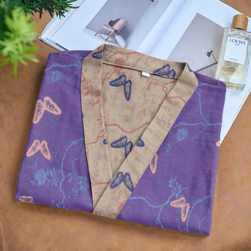 Butterfly Cotton Gauze Kimono Robe - image 3