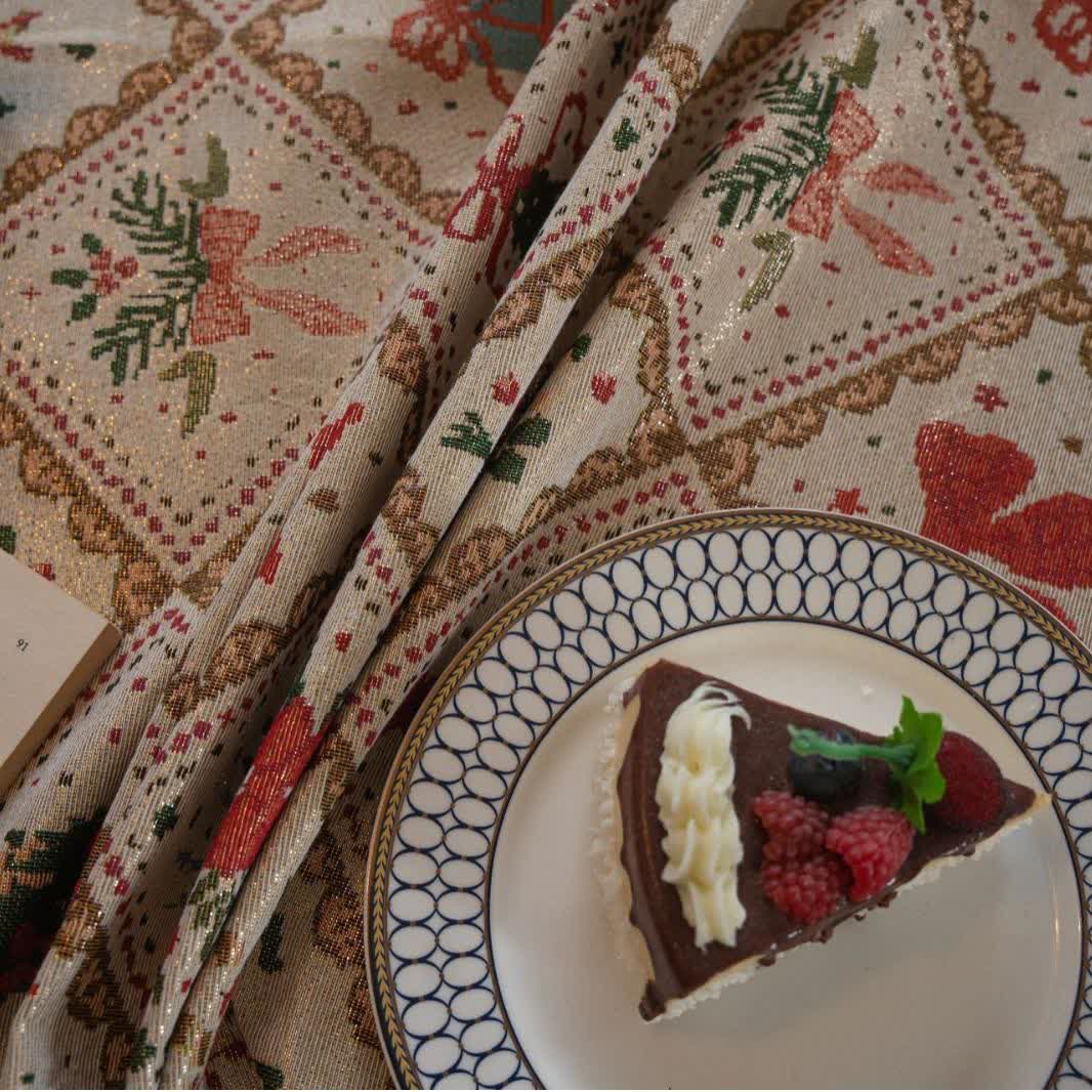 Christmas Tree & Bow Print Holiday Tablecloth - image 6
