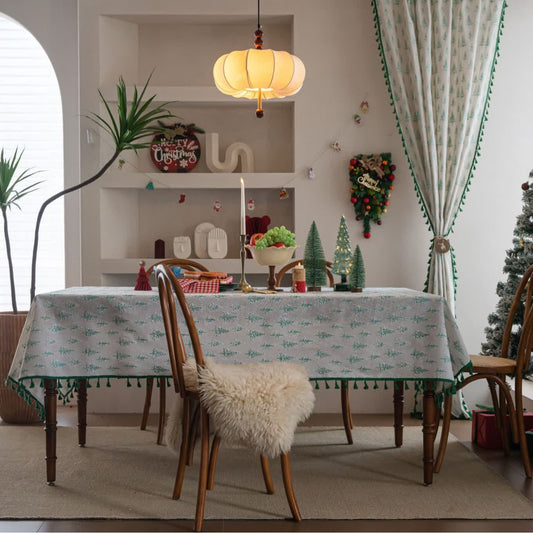 Green Fir Tree Print Tablecloth - image 2