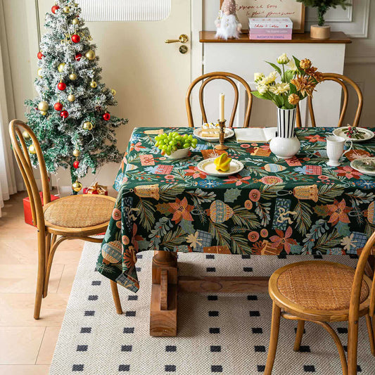 Plant & Floral Print Jacquard Tablecloth - 55" x 102" - image 1