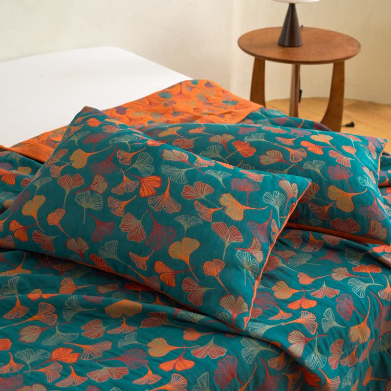 Ginkgo Biloba Organic Cotton Quilt - Blue - 2PCS Pillowcases - 20" x 36" - image 9