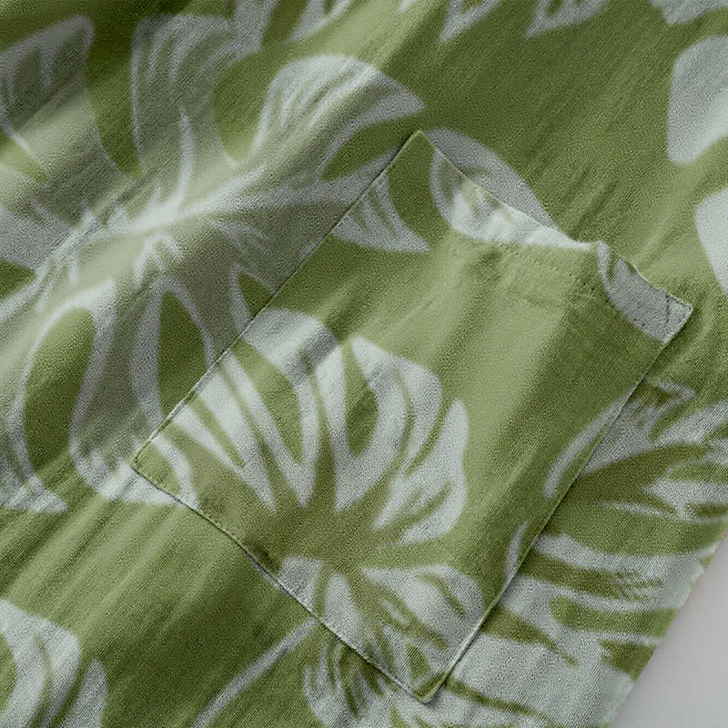 Monstera Print Cotton Gauze Kimono Robe - image 6