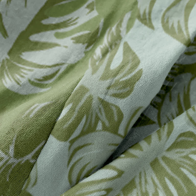 Monstera Print Cotton Gauze Kimono Robe - image 7