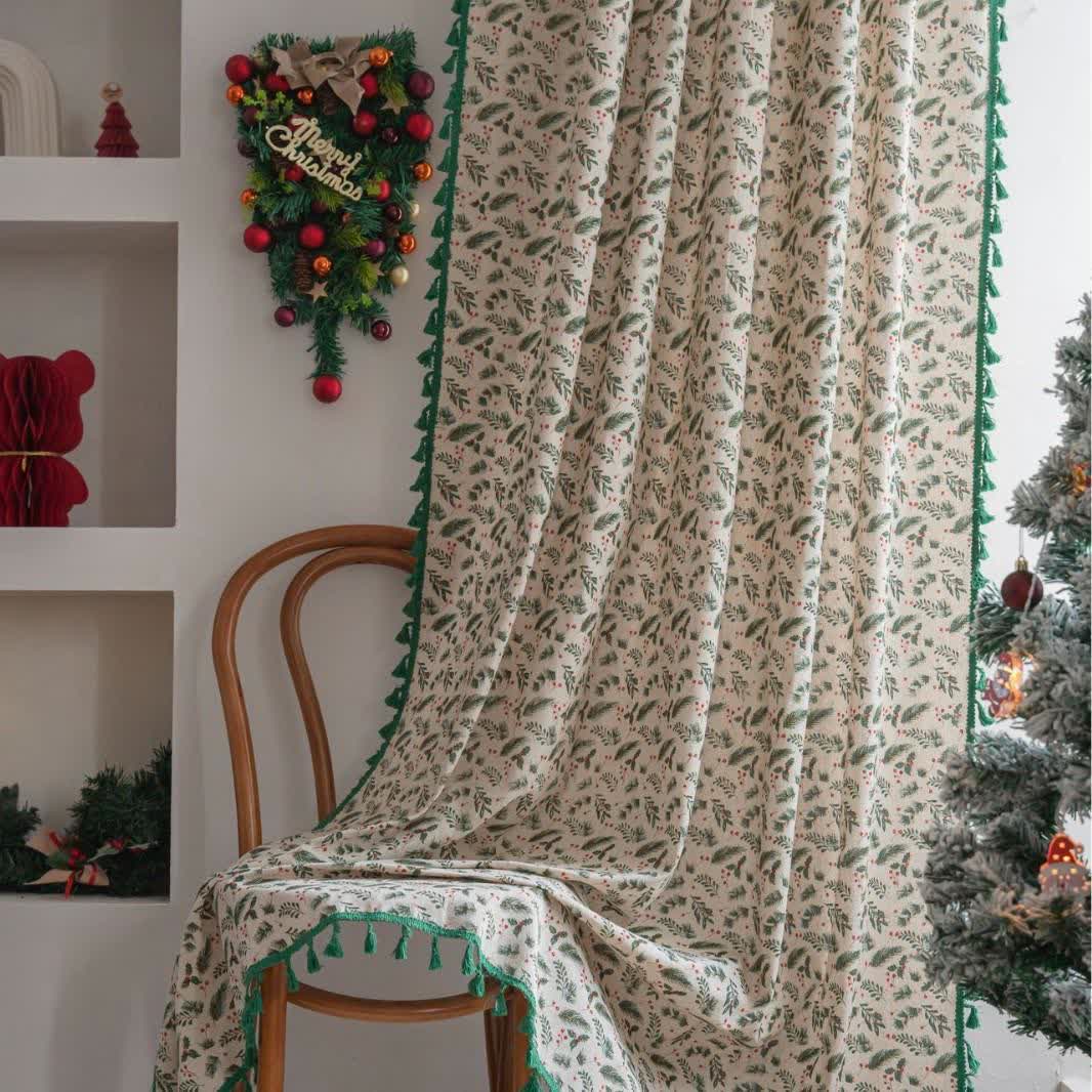 Pine Needle Berry Light Filtering Curtain - Rod Pocket - 59" x 102" - image 1