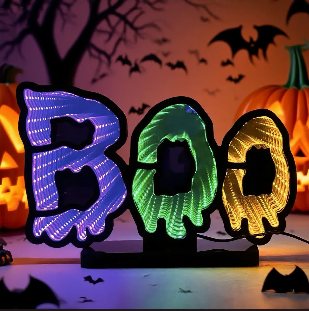 3D "BOO" Infinity Lights Home Decoration - 2PCS - 2"W x 10"L x 6"H - image 1