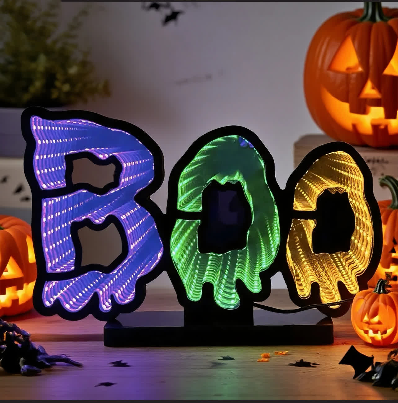 3D "BOO" Infinity Lights Home Decoration - image 3