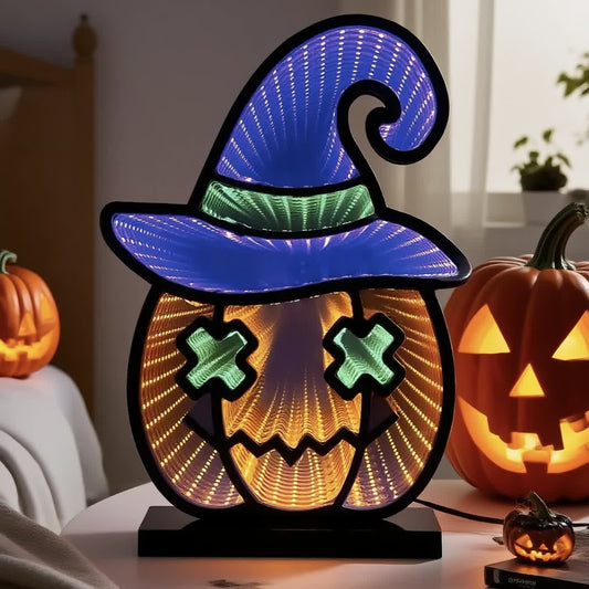 Halloween Infinity Lights Pumpkin with Hat - image 2