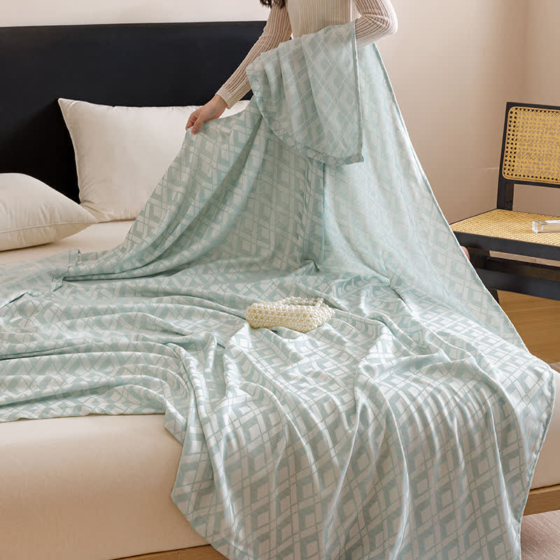 Geometric Plaid Cooling Sheet Bedspread - image 10