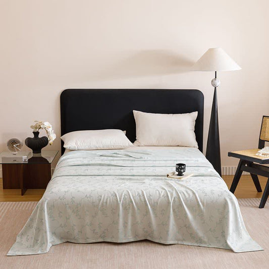 Pastoral Leaf Cooling Sheet Bedspread - Blue - Queen - image 2
