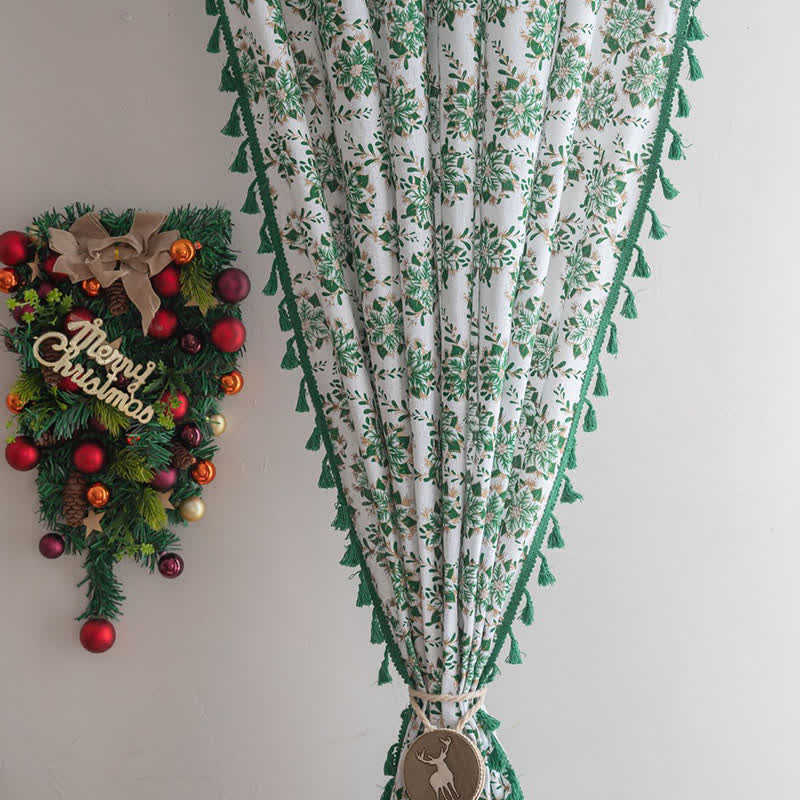 Christmas Floral Edelweiss Print Curtain - image 6