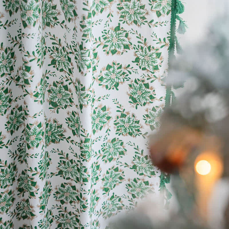 Christmas Floral Edelweiss Print Curtain - image 7