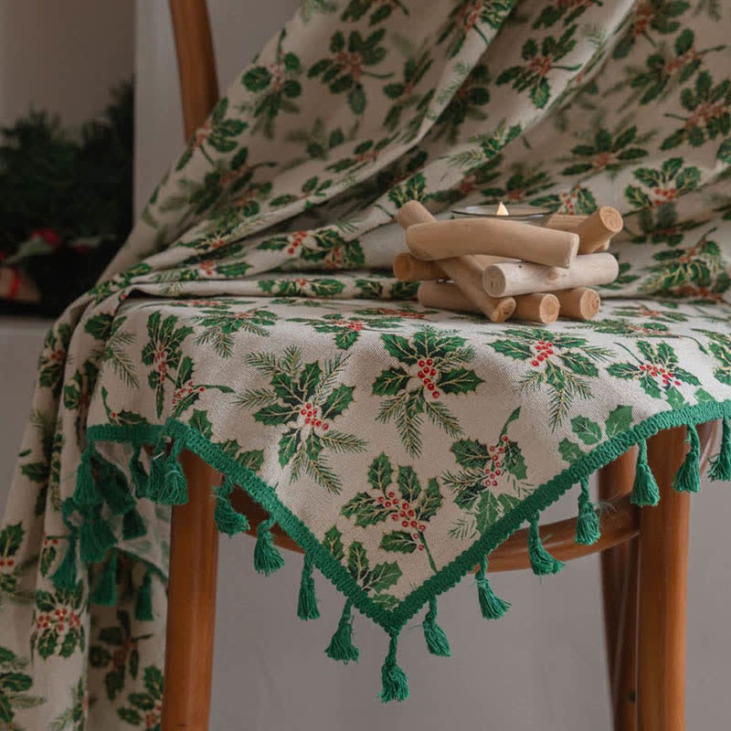 Christmas Holly Leaf Print Curtain - image 6