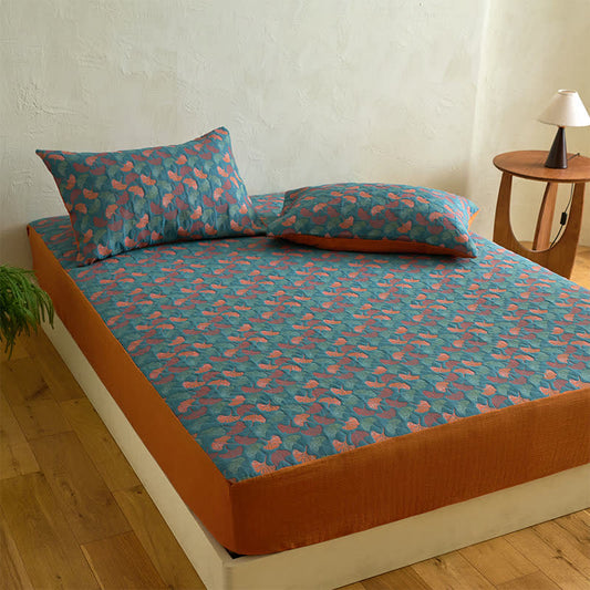 Ginkgo Cotton Gauze Jacquard Fitted Sheet - image 2